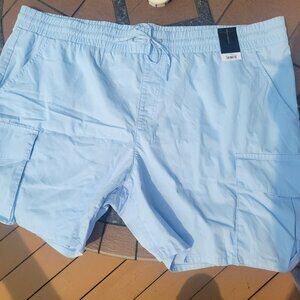 New No Boundaries Utility Cargo Shorts Icy Blue Pockets Toe Pullon Elastic Beach